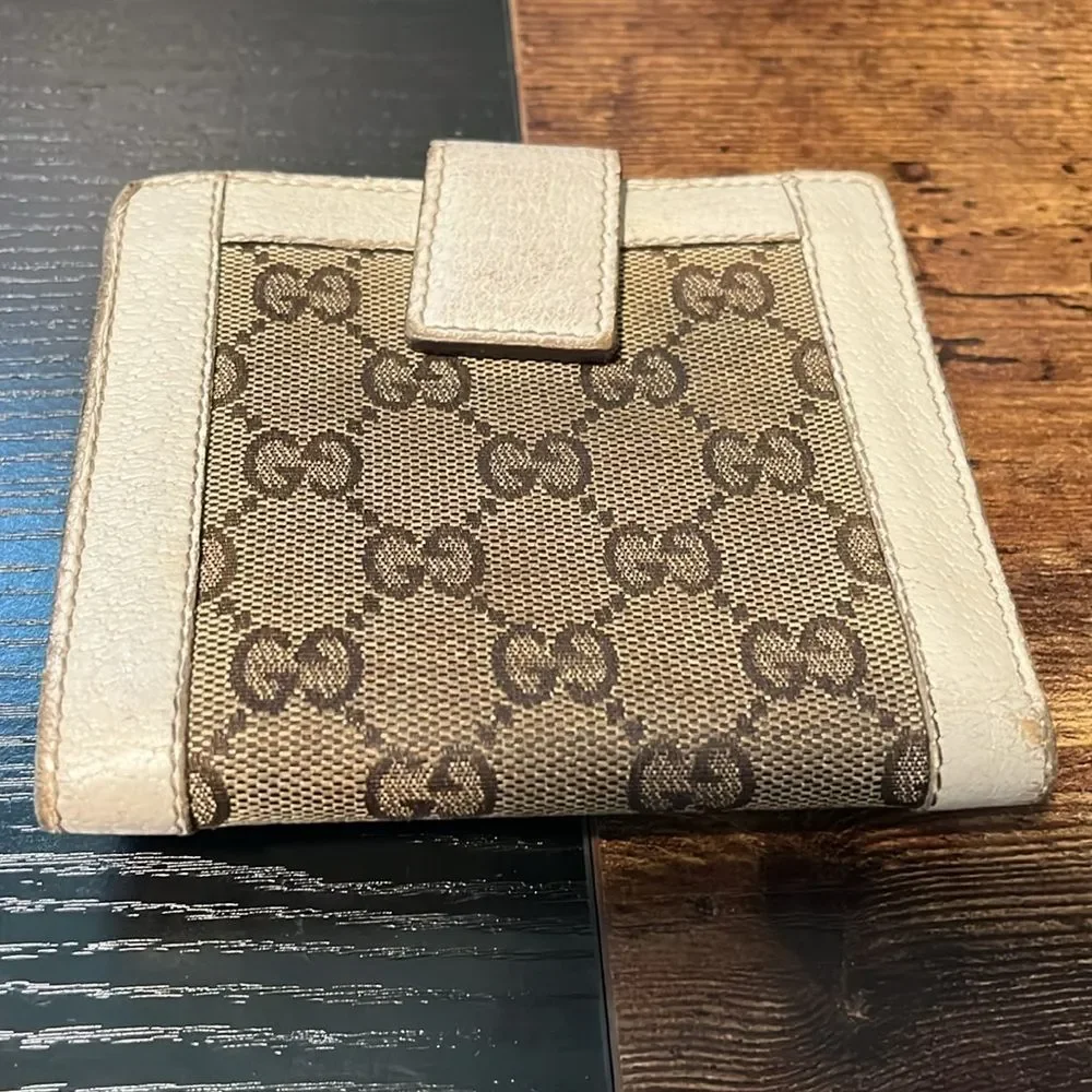 Gucci Wallet Purse GG Beige Brown Woman unisex Authentic Used T256 - with Code. - Picture 2 of 10